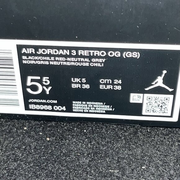 NEW Nike Air Jordan 3 Retro GS Black “Rare Air” IB8968-004 Women Sz 7 / 5.5Y - Picture 7 of 7